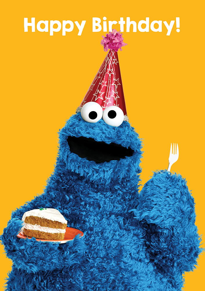 Cookie Monster Sesame Street Happy Birthday - Greeting Card